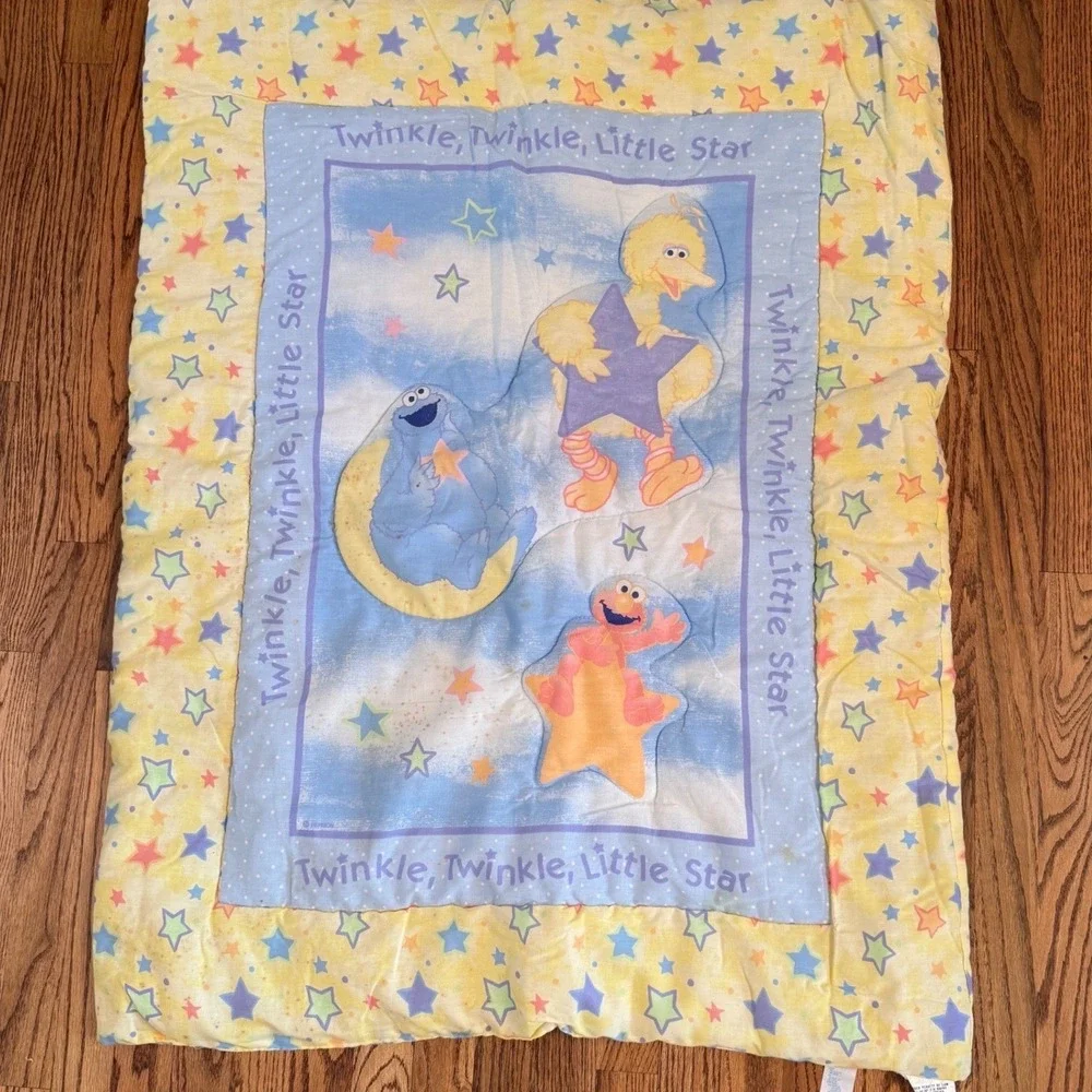 Rare‎ Sesame Street Twinkle Little Star Baby Blanket Crib Comforter Quilt Vtg